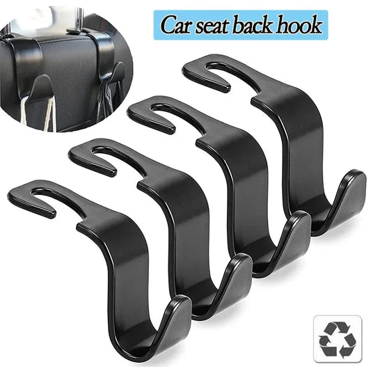 Four headrest hooks for the front seats of a car. Car seat hooks are internal accessories of a car