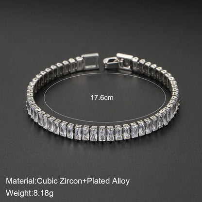Sparkling Cubic Zircon Tennis Bracelets for Women Luxury Dainty Stackable Silver Color Chain Crystal CZ Banquet Wedding Jewelry