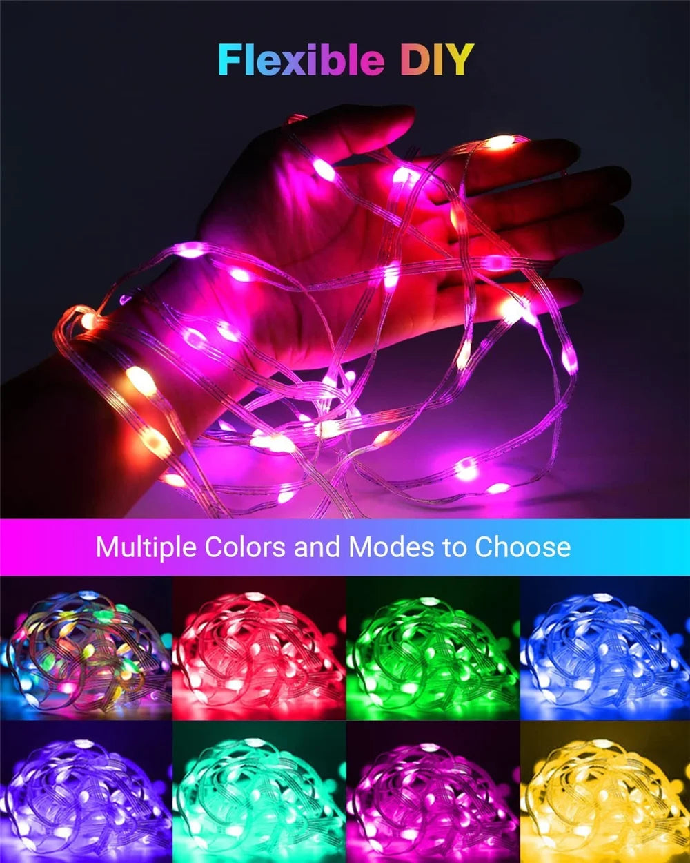 Smart Christmas Light APP Control Fairy LED Garland 5M 10M Remote Bluetooth DIY Color Indoor Music Sync Outdoor USB String Light