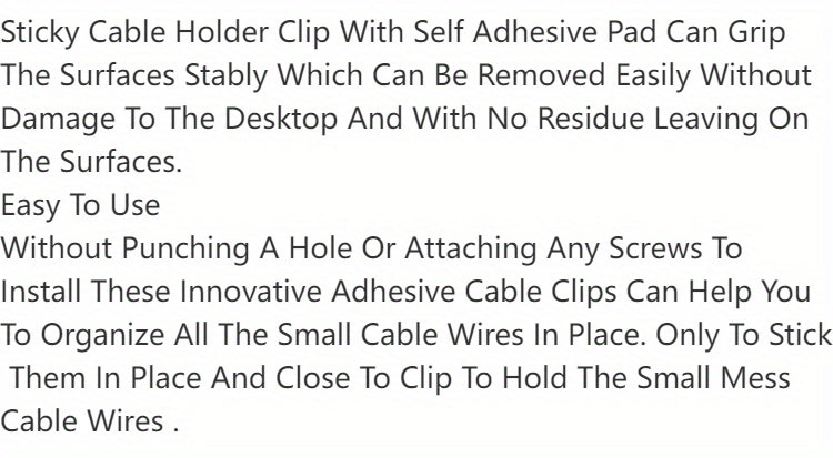 50pcs Adhesive Cable Clips Wire Clips Cable Wire Management Wire Cable Holder Clamps Cable Tie Holder For Car, Office And Home
