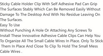 50pcs Adhesive Cable Clips Wire Clips Cable Wire Management Wire Cable Holder Clamps Cable Tie Holder For Car, Office And Home
