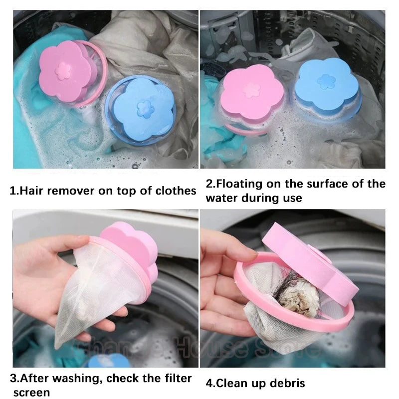Laundry Pet Hair Catcher Floating Filter Mesh Washing Machine Clothes Cleaning Ball Reusable Hair Catcher Remover Laundry Tools