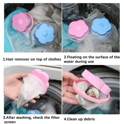 Laundry Pet Hair Catcher Floating Filter Mesh Washing Machine Clothes Cleaning Ball Reusable Hair Catcher Remover Laundry Tools