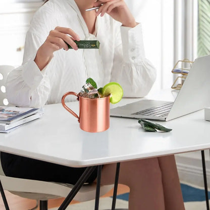16OZ Pure Copper Cup Straight Handcrafted Moscow Mule Mugs Brushed Appearance Smooth Finish Mug Cup Mules Cocktails Coffee Beer