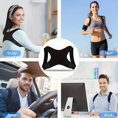 Adjustable Breathable Back Support Brace Posture Corrector Body Shaping Belt for Men Women Improves Posture Prevents Back Pain