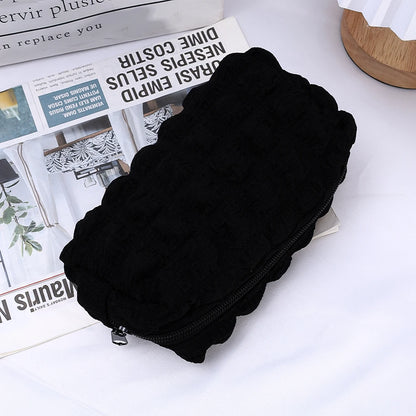 Cute Cream Puff Pencil Case Big Capacity Pen Bag Zipper Stationary Organzier Aesthetic Pen Case Makeup Storage Office Stationary