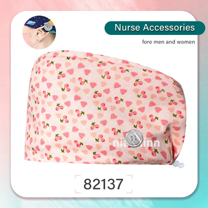 Cartoon Printed Operating Room Doctor Work Scrub Hat Pharmacy Dentistry Clinic Surgical Cap Adjustable Medical Nurse Accessories