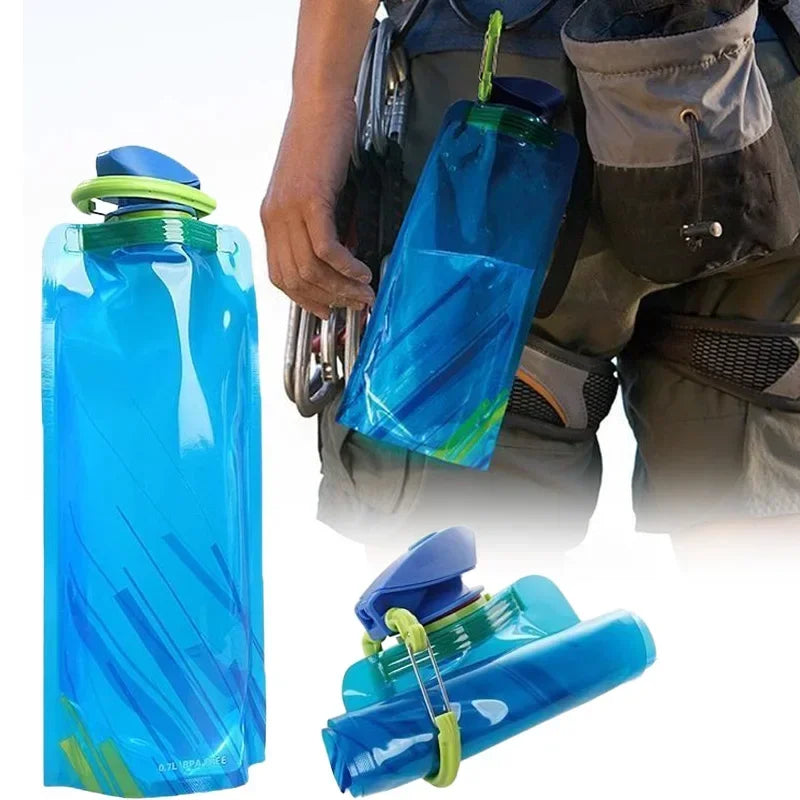 700ml Portable Water Bag Foldable Sports Water Bottle for Hiking Camping Outdoor Activities Reusable Soft Hydration Bladder