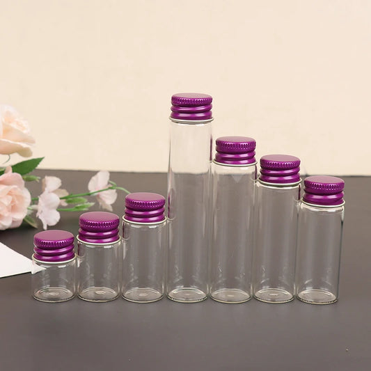 10PCS/lot  5/7/10/14/18/20/26ML Tiny Glass Jars Bottles Screw Cap Storage Jar Mini Containers GLASS Transparent Vial Bottles