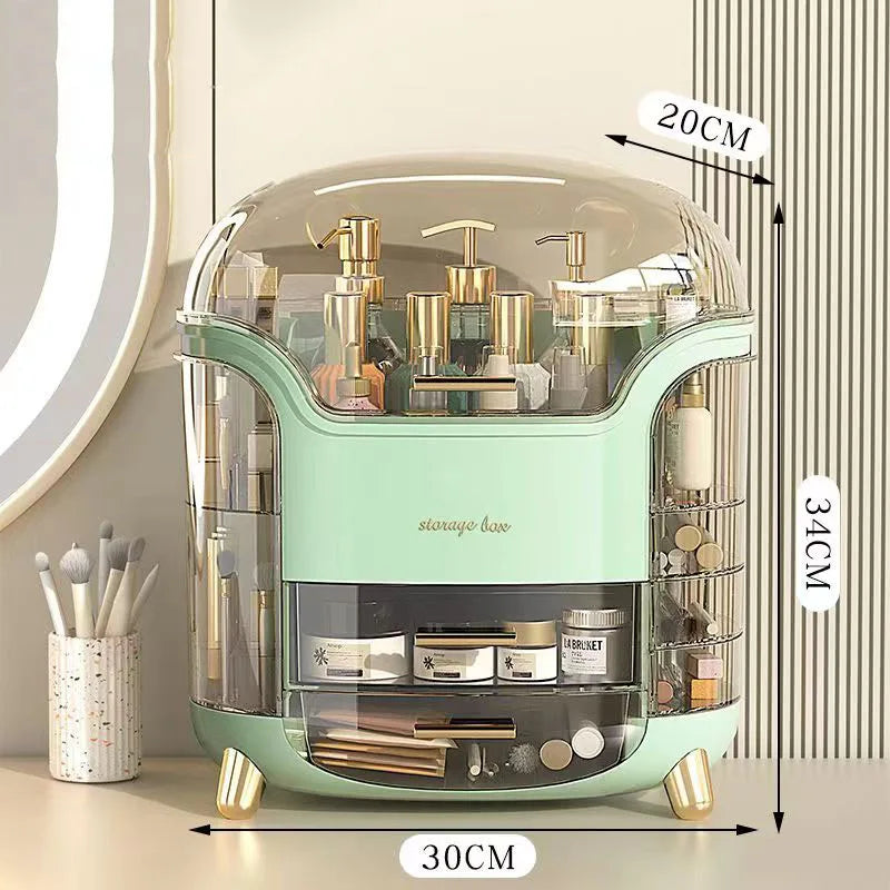 Makeup Storage Organizer with Lid Waterproof Cosmetics Skincare Organizer for Vanity Portable Cosmetics Storage Box for Girls