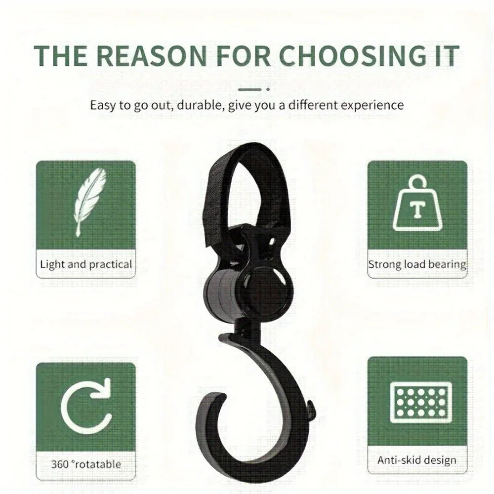 2PCS Pram Hook Baby Stroller Accessories Shopping Prop 360 Degree Rotating Hooks Stroller Hooks For Hanging Out