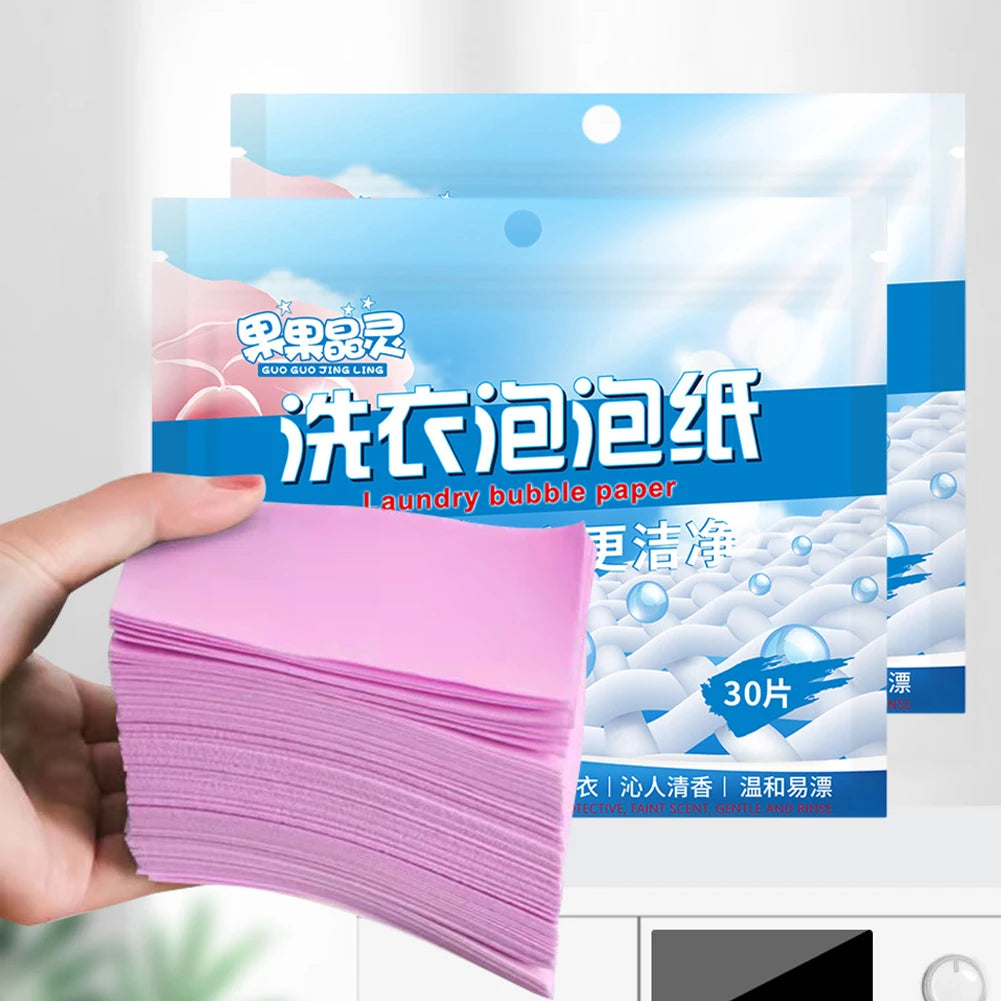 30PCS Laundry Detergent Sheets Easy Dissolve Laundry Tablets Strong Deep Cleaning Detergent Laundry Soap for Washing Machine