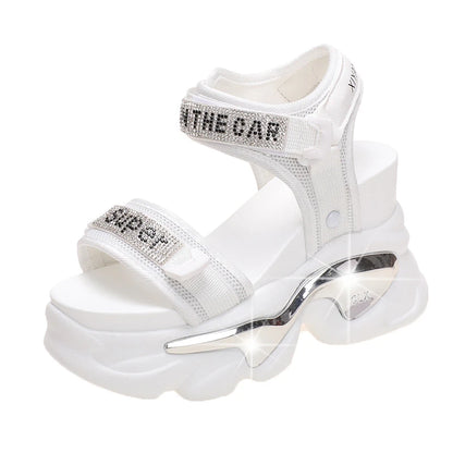 10CM Chunky Platform Sandals Women New Summer Bling High Heels Sandals Woman Beach Casual Slides Thick Sole Sandalias Mujer