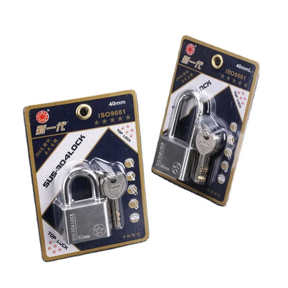304 Stainless Steel Padlock Cabinet Outdoor Lock Head Furniture Lock Waterproof Rust-Proof Door Lock  with 4 keys