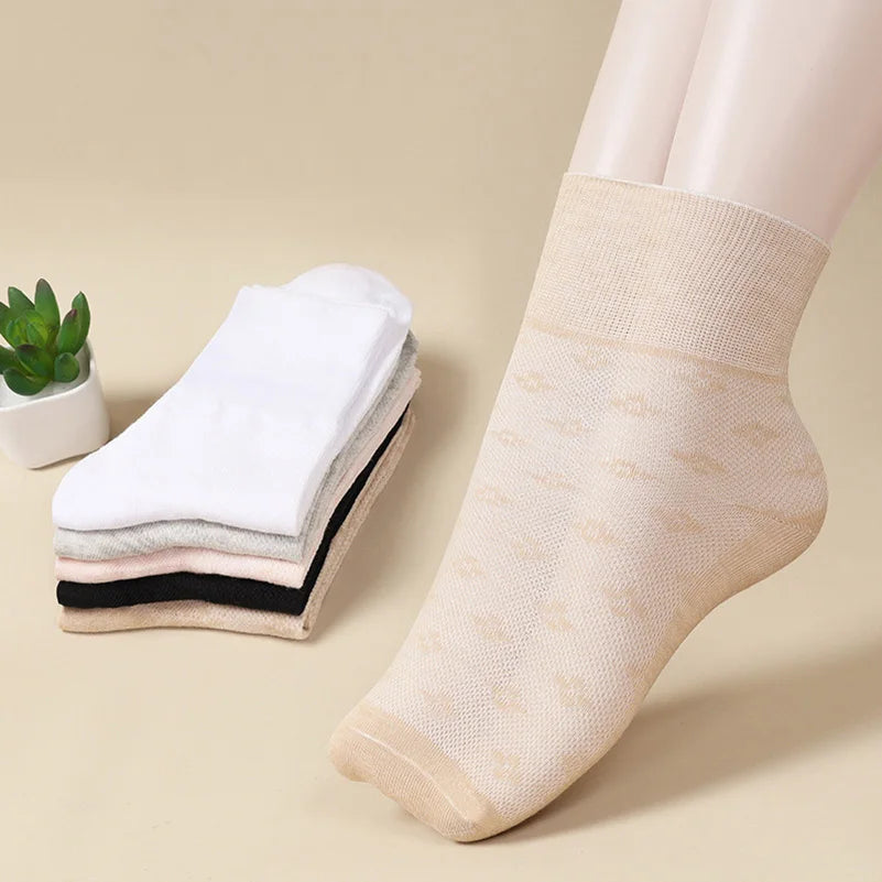 5Pairs Comfortable and Supportive Diabetic Socks for Men and Women Moisture wicking Cotton Fabric Non-binding Top Business Socks