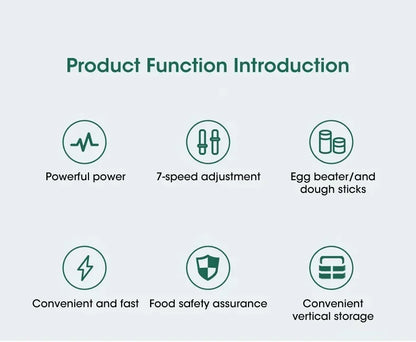 Handheld Electric Egg Beater, Household Automatic Mixer, Handheld Food Cake Bread Baking Dough Mixer, 7-speed Cream Blender