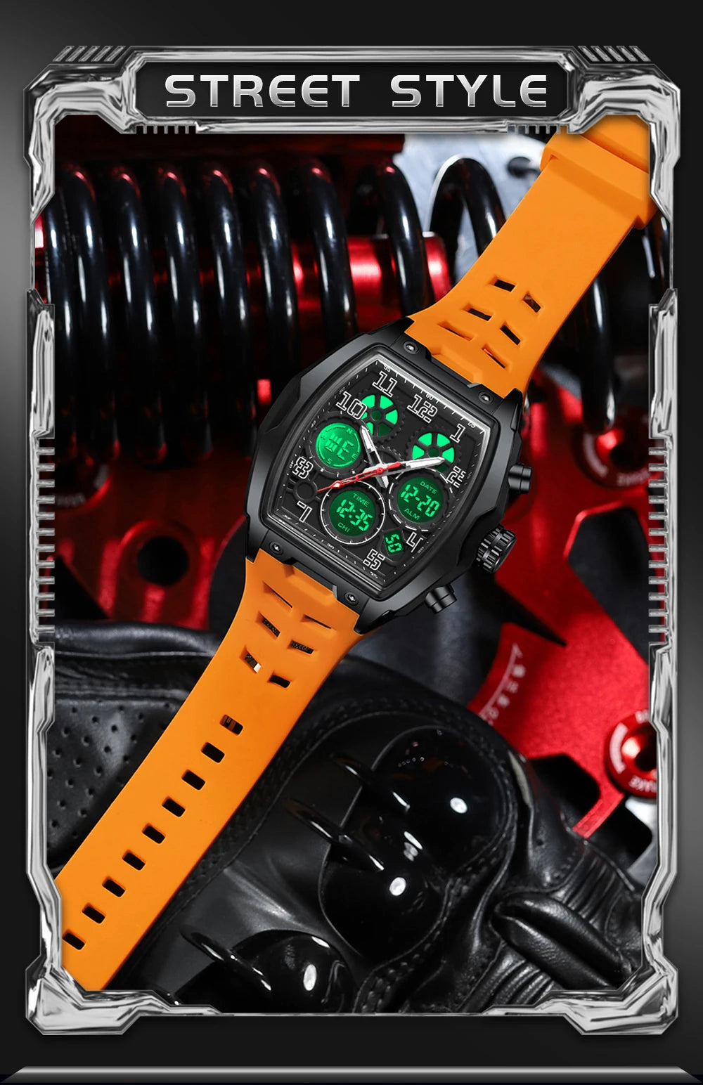 SADNA 6266 Popular Student Watch Wine Barrel Curved Mirror Alarm Clock Timer Waterproof Student Electronic Watch 2025