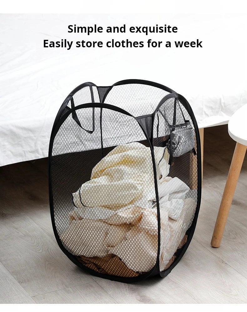 Dirty Clothes Basket Skeleton Ventilated Foldable Easy Storage Portable Large Capacity Clothes Basket
