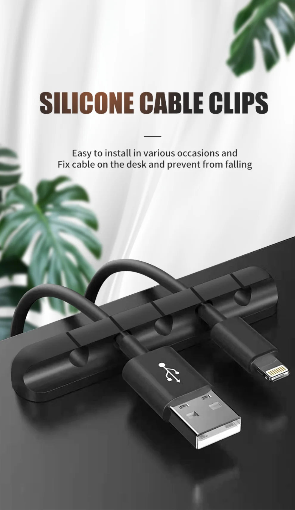 LccKaa Cable Holder Clips Cable Management Cord Organizer Clips Silicone for USB Charging Cable Mouse Cable Wire PC Office Home