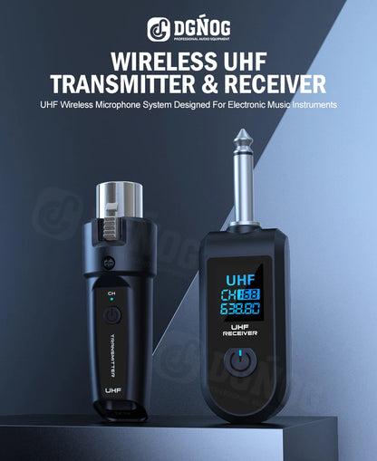 DGNOG UHF XLR Adapter System Wireless Microphone Transmitter Receiver System for Dynamic Microphone Guitar Audio Mixer PA System