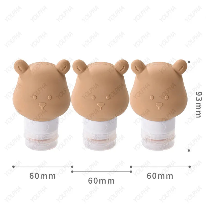 Cute Bear Travel Bottles Leak Proof Portable Mini Refillable Squeezable Containers for Shampoo Conditioner Lotion Toiletries