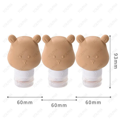 Cute Bear Travel Bottles Leak Proof Portable Mini Refillable Squeezable Containers for Shampoo Conditioner Lotion Toiletries