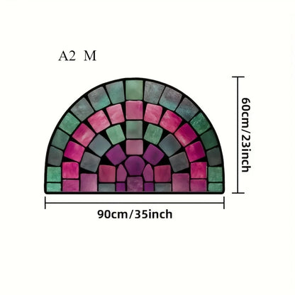 VIKAMA Flower Floor Mats Half Circle Printed Floor Mats Entryway Floor Mats Bathroom Door Mats Dirty Resistant Floor Mats