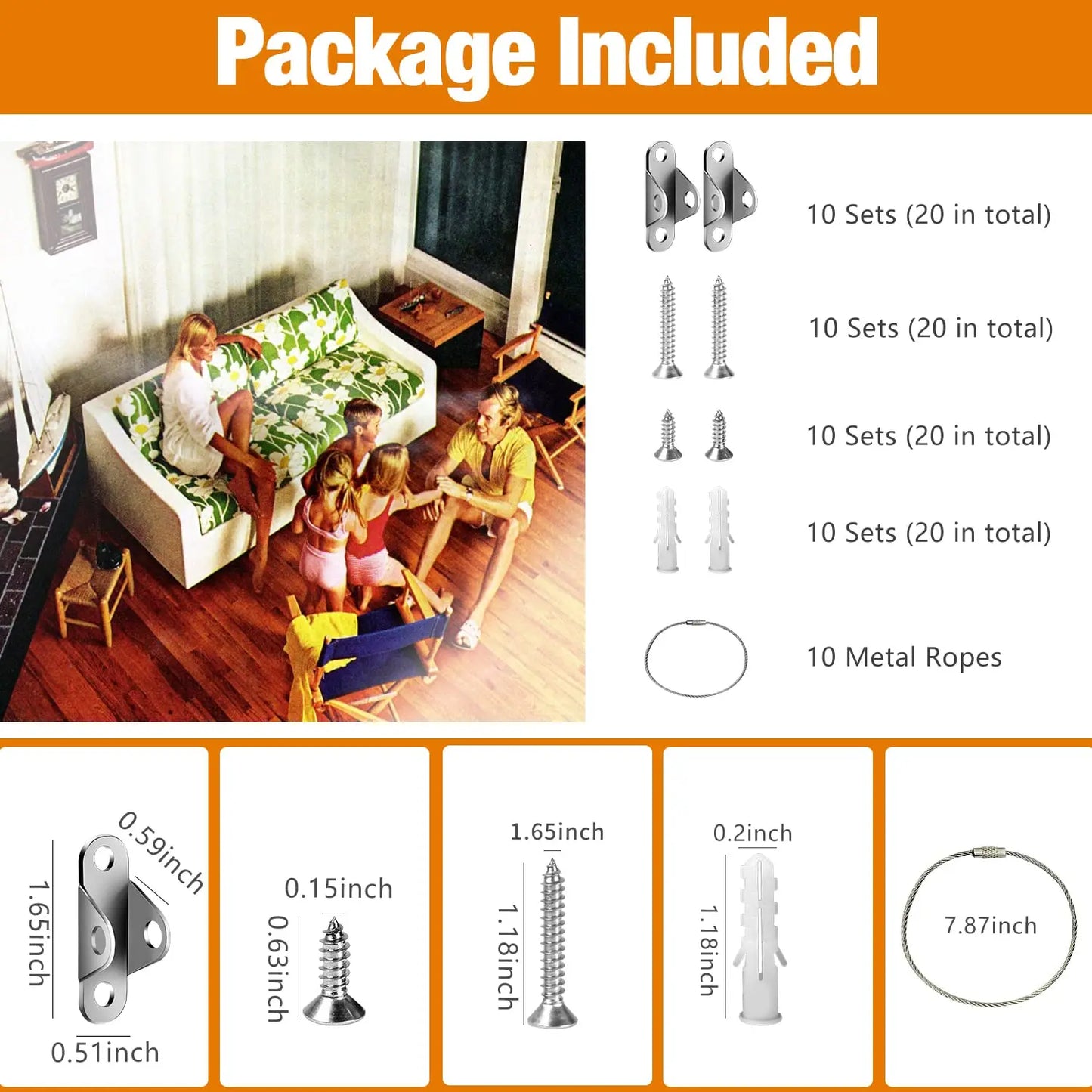 6 Sets Furniture Anchors Anti Tip Furniture Anchors for Baby Proofing, Safety Anchor Furniture Fasteners to Wall