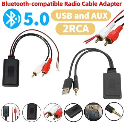 Universal Bluetooth-compatible Audio Cable Module Music Audio Adapter Car Electronics Accessories for 2RCA Interface Vehicles
