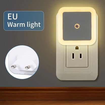 LED Night Light Smart Light Sensor Wall Lamp US EU Plug in Auto-On/Off Night Lamp for Bedroom Kitchen Hallway Stairs Nightlight