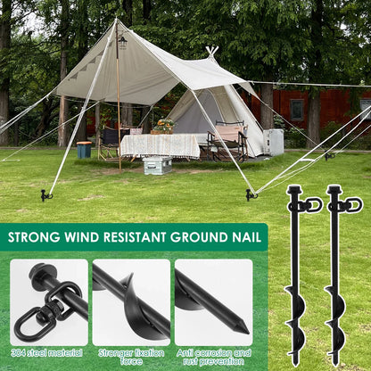 4Pcs Trampoline Anchors Set 11.8inch Heavy Duty Ground Anchors High Wind Trampoline Stakes Manual/Drill Installed Swing Anchors