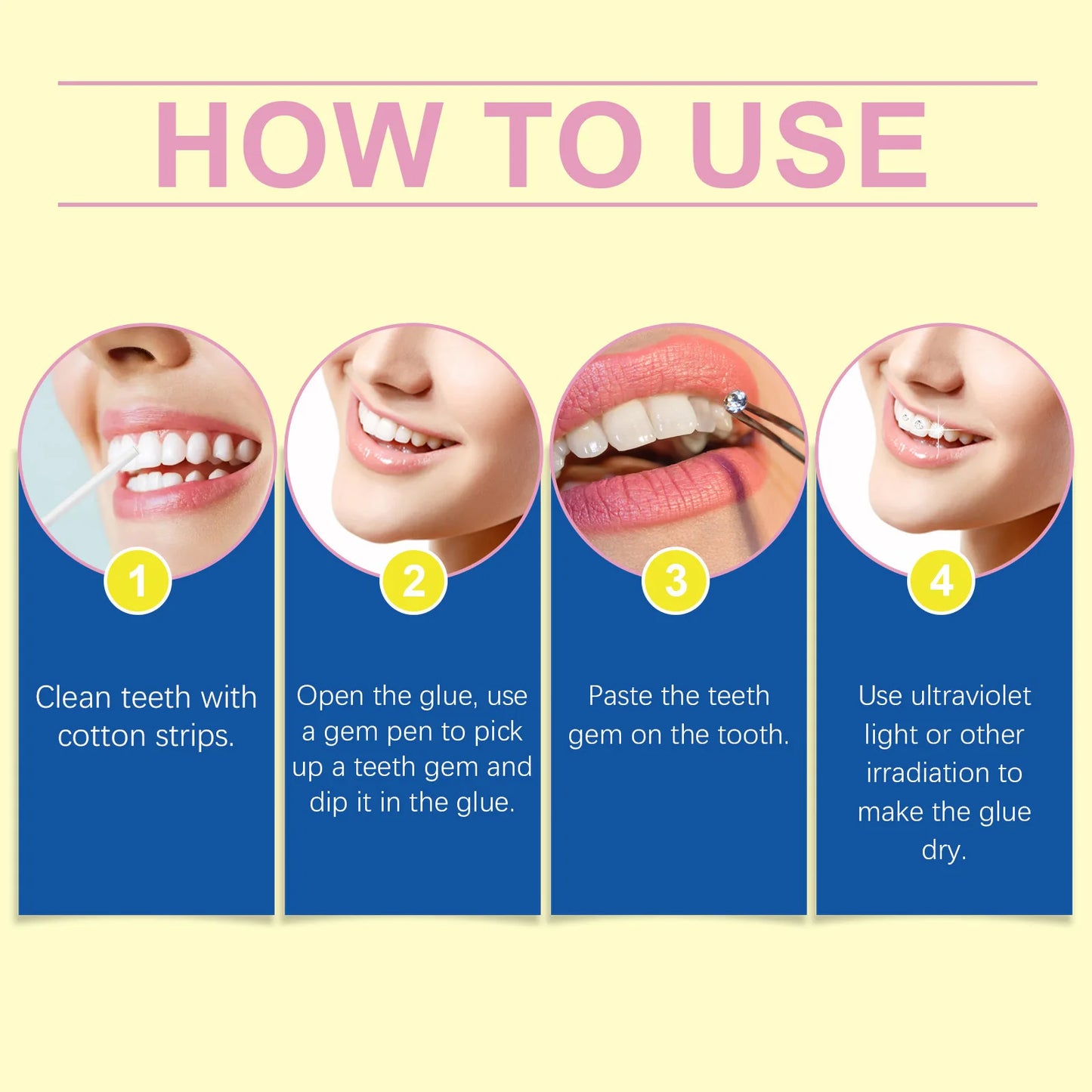 Eelhope Dental Diamond Decoration Set Teeth Fashion Beauty Decoration Diamond Lights up Personality Shining Dental Diamond