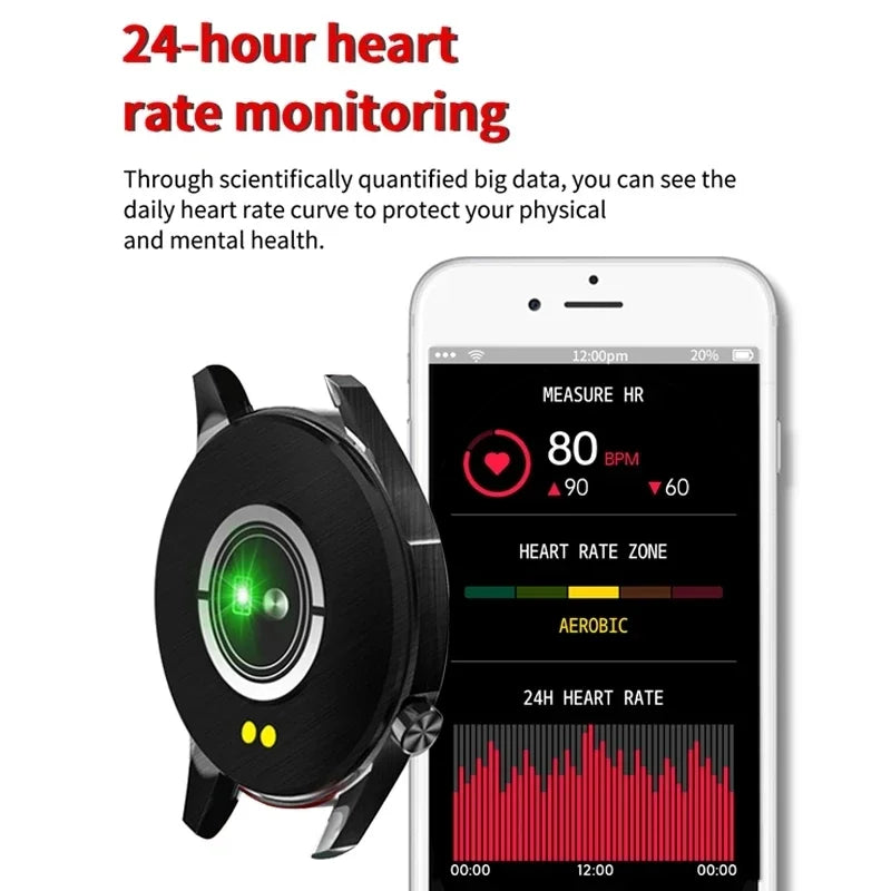 LIGE GPS Sport Track Recording Men Steel Band Smart Watch Body Temperature Activity Sport Fitness SmartWatches  Men Waterproof