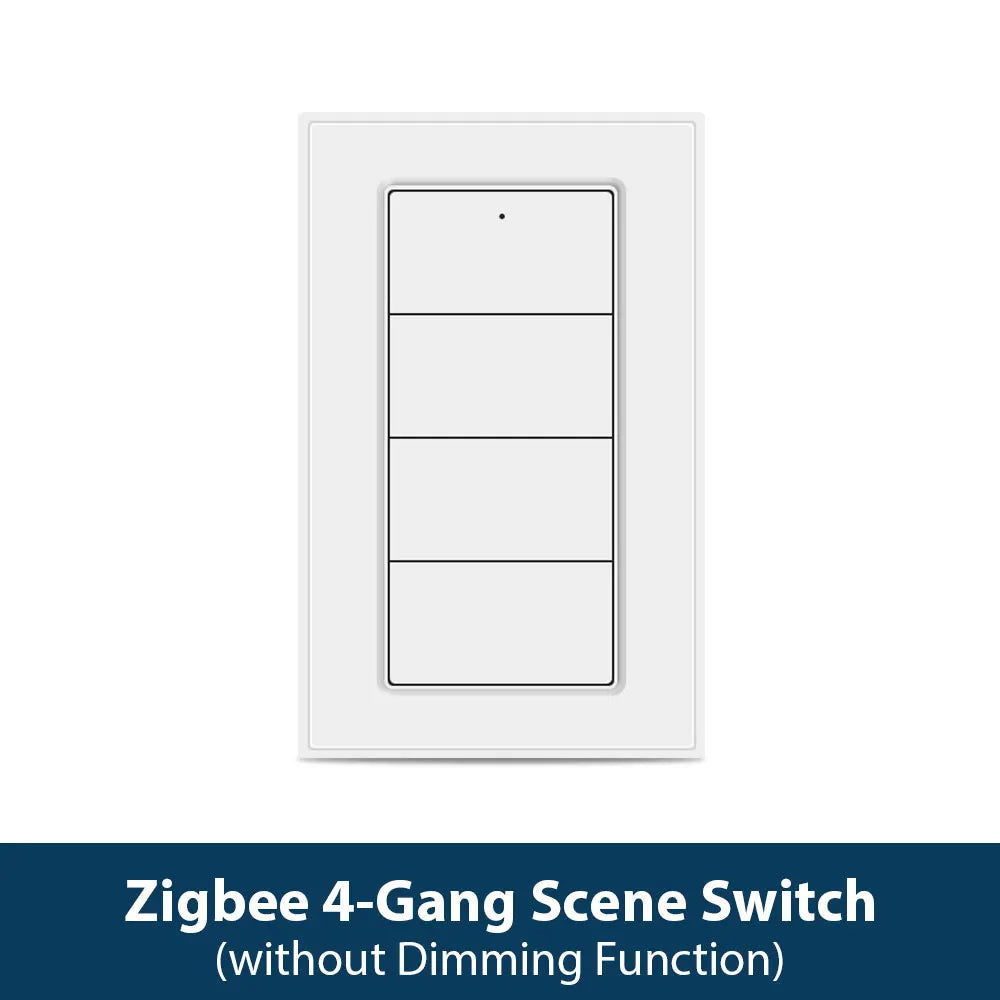 Zemismart 4-Gang Zigbee Wireless Scene Switch,Battery Powered, Compatible with Tuya Home Assistant Homey Hubitat (Hub Required）
