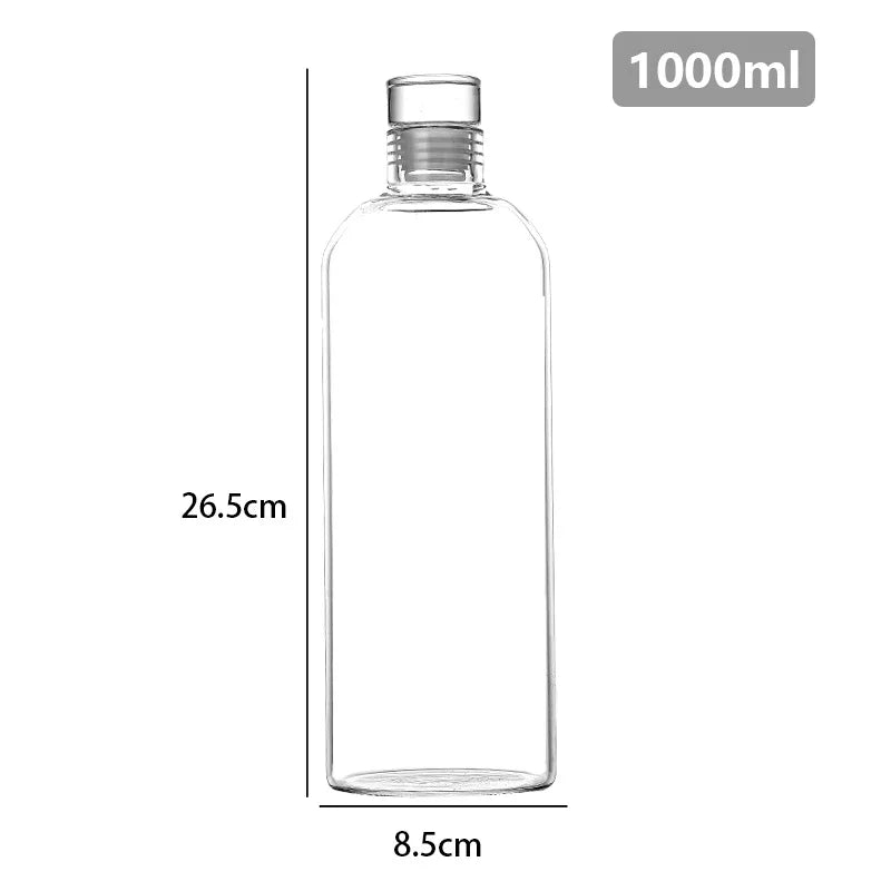 300-1000ml Glass Water Bottle Large Capacity with Time Marker Cover for Water Drink Outdoor PortableTransparent Milk Juice Cup