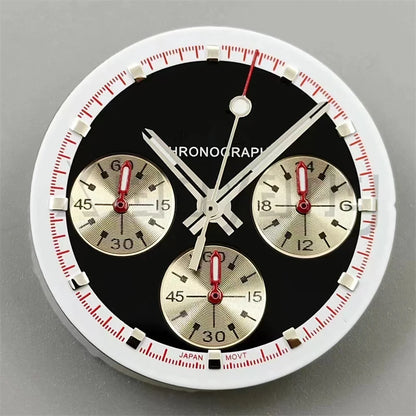 30mm/31.5mm Vk63 Chronograph Watch Dial With Hand Set Green Luminous Black White Red For VK63 Movement Watch Accessories Parts