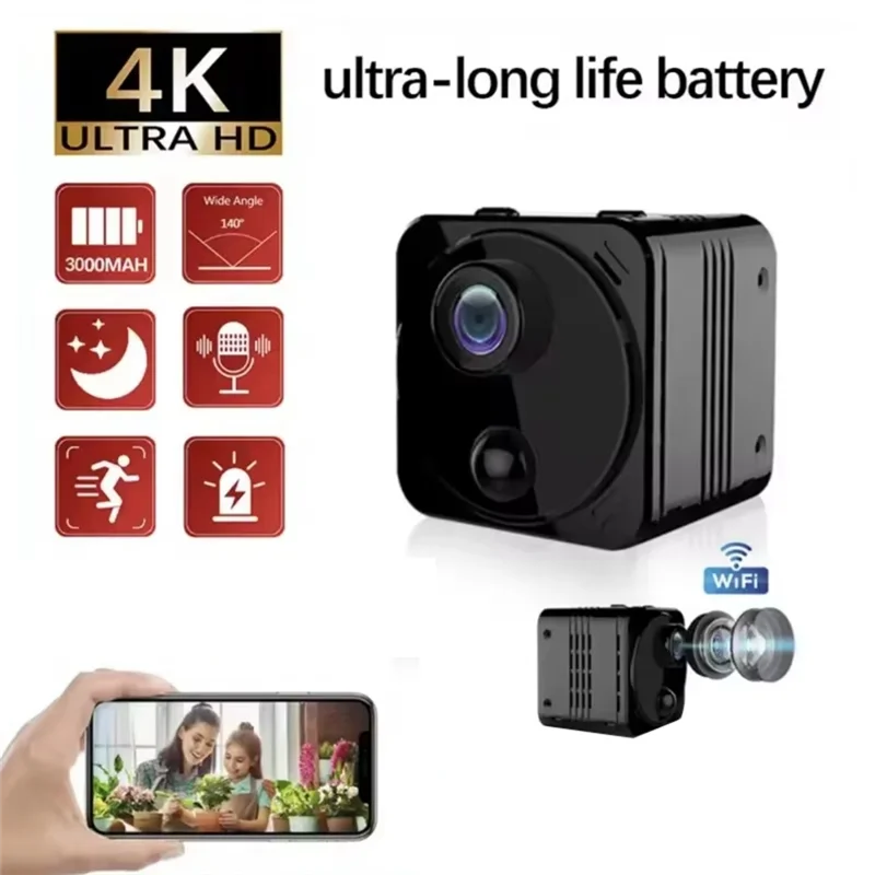 CABE-Smart Home Video Camcorder Wireless Security Camera 4K HD Mini Wifi Camera IR Night Vision Motion Detection