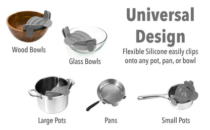 1pc Adjustable Silicone Clip-On Strainer for Pots, Pans, and Bowls - Handheld Drainer for Noodles, Pasta