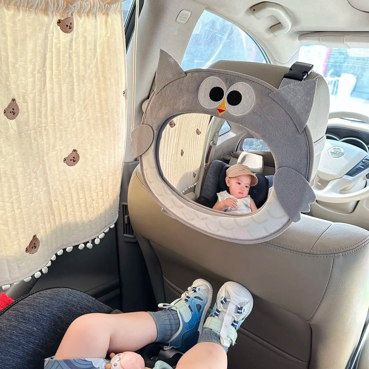 2025 Korean children's rearview mirror, car baby safety seat observation mirror, baby cartoon acrylic car mounted reflector