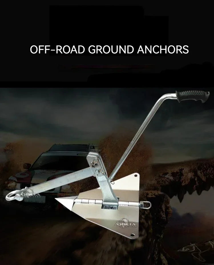 Off-road Vehicle with Electric Winch Ground Anchor Car-mounted Folding Outdoor Rescue Tool Winch Self-rescue Anchor