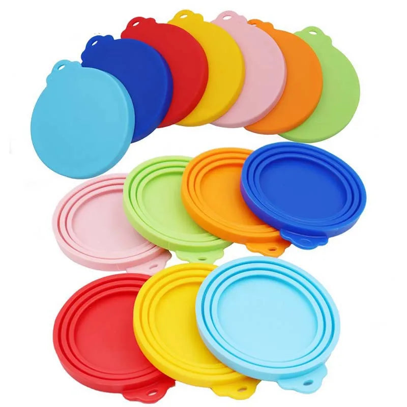 3In1 Silicone Reusable Soft Pet Seal Feed Cans Lid Keep Food Fresh Cover Flexible Storage Household Cup Glass Bottle With Spoon