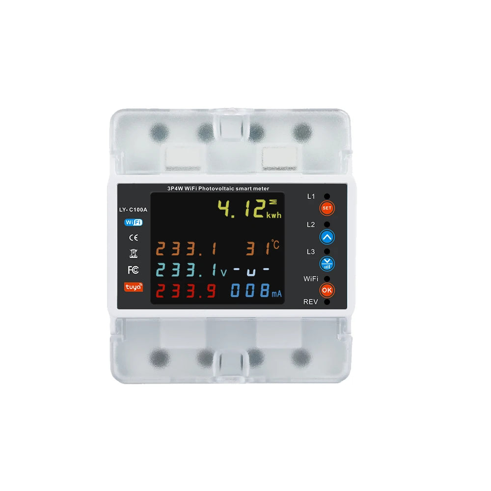 Smart Life Energy Monitoring 100A Tuya WiFi 3-Phase Meter with Bi-Directional Auto-Reclosing Relay