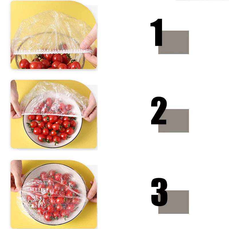 200PCS Disposable Food Cover  charlotte  Plastic Wrap Elastic Food Lids nylon for food cover nylon cover