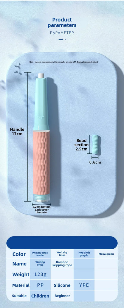 Exam Prep Student Jump Rope – Bamboo Soft Beads Anti-Tangle Design, Ergonomic No-Knot Rope for School Entrance Tests