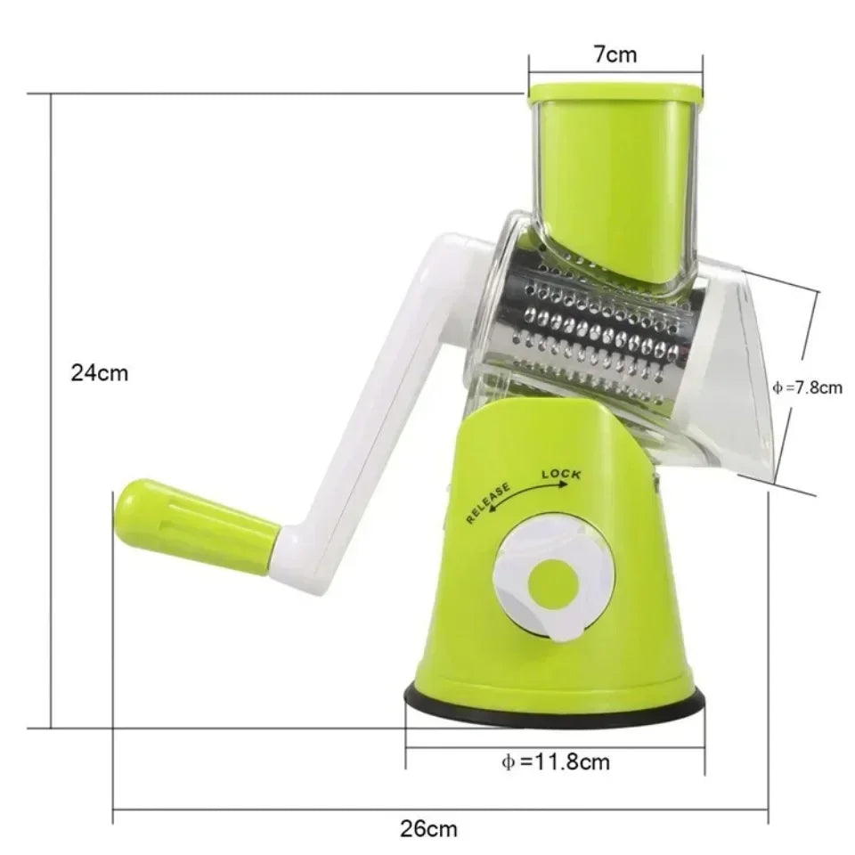 New Vegetable Cutter & Slicer Manual Kitchen Cheese Chopper Machine With 3 Sharp Drums Multifunctional Garlic Potato Shredder