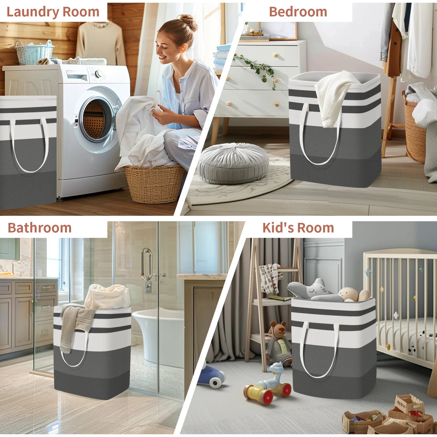 Large Laundry Baskets Waterproof Freestanding Laundry Hamper Collapsible Tall Clothes Hamper with Extended Handles for Clothes