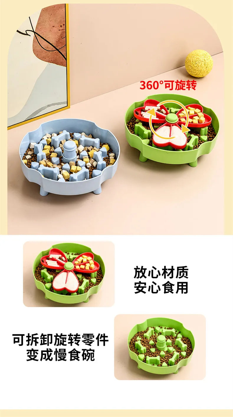 Dog slow feeder bowl, anti-choking bowl, rotating basin, cat bowl, educational toy, anti-slip slow feeder basin, pet supplies