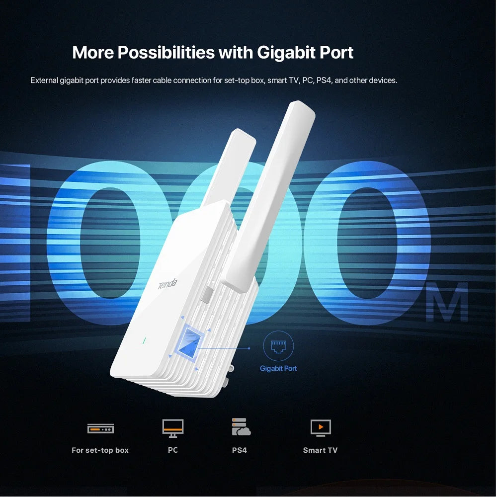 Tenda Wi-Fi 6 Range Extender AX1500 A23 2.4G&5GHz Dual Band Signal Expansion Repeater 2*5dBi antennas With Gigabit Ethernet port