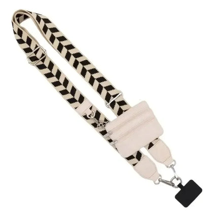 Phone Strap With Zippered Pouch Adjustable Perforation-Free Simple Phone Lanyard Detachable Cross Strap For Mobile Phone