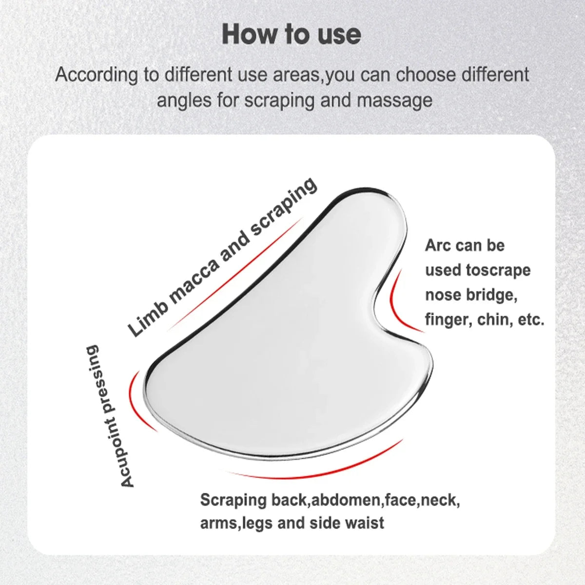 Facial Gua Sha Massager Tool - 1Pcs Stainless Steel Scraper for Face, Neck & Body Skin Care Guasha Therapy